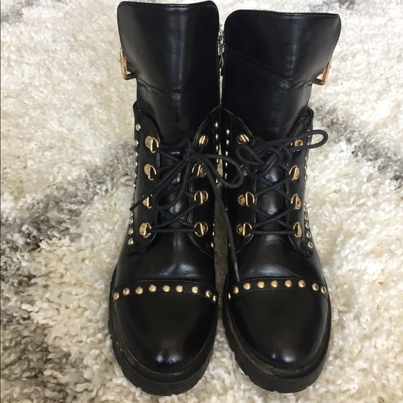 Shoes - Combat Moto Boots Black